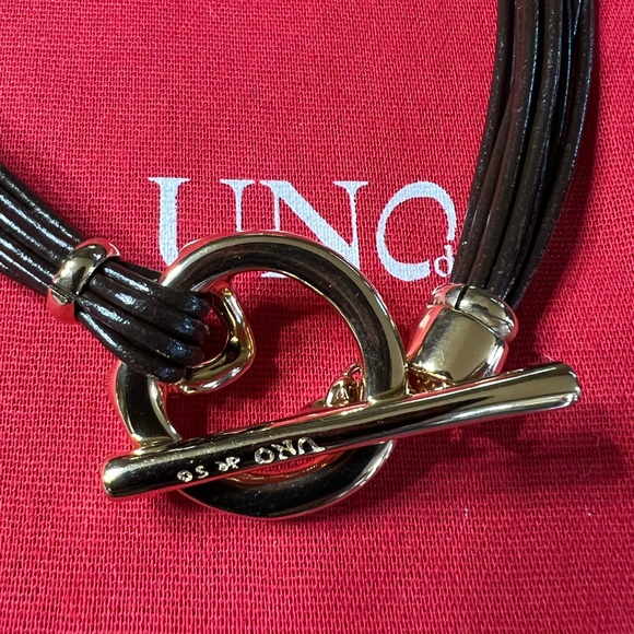 UNOde50 Meeting Point necklace gold/brown 16” NEW - Picture 4 of 6